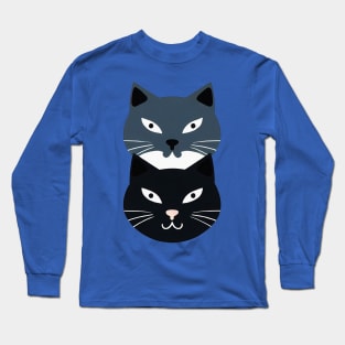 Two cats faces Long Sleeve T-Shirt